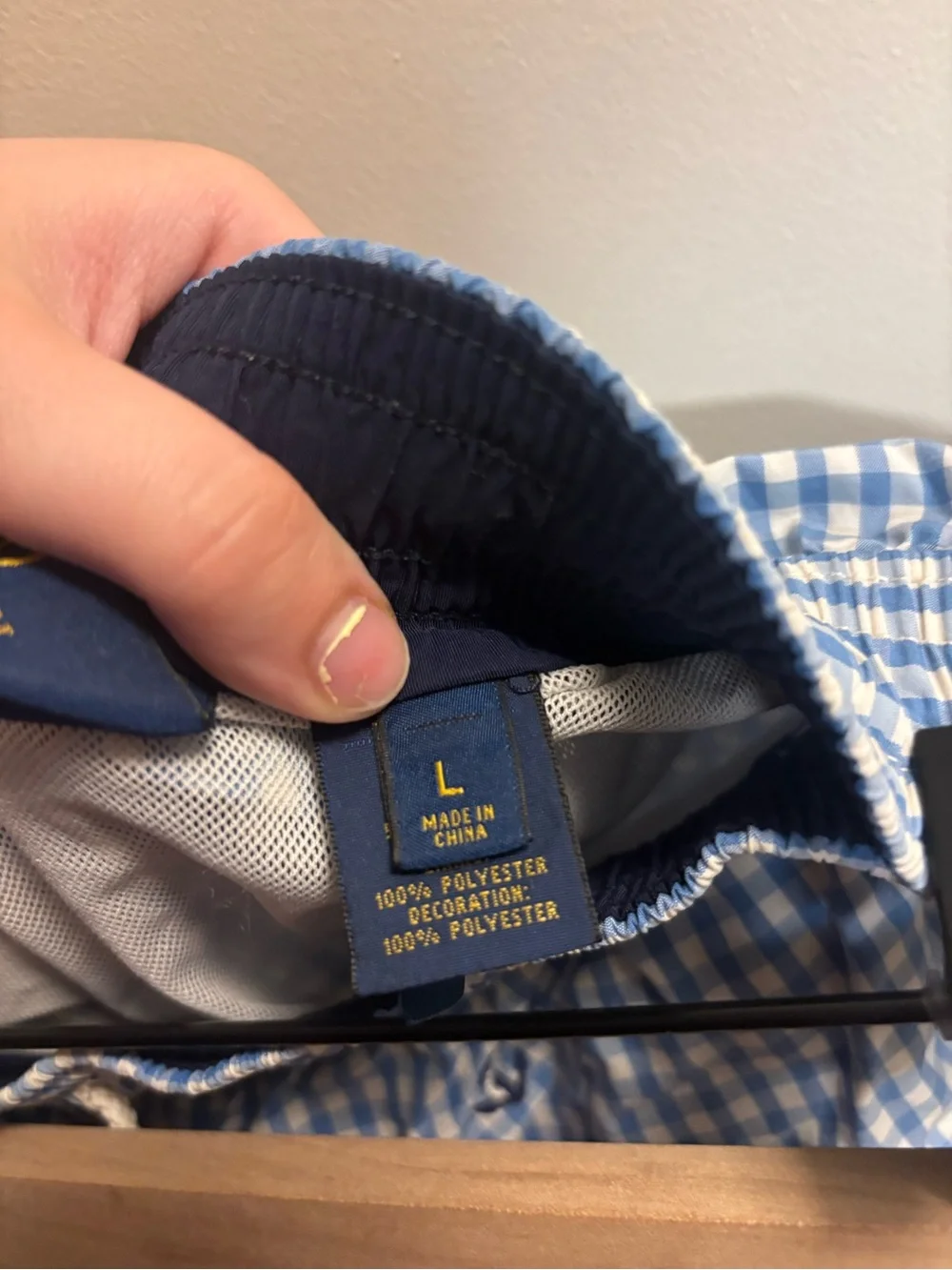 Polo Ralph Lauren Men's Blue Gingham Anchor Swim/Beach Shorts Size Large
